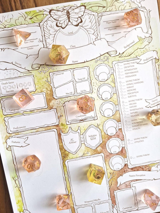 Feywild Character Sheets - D&D 5e + Give away a Mystery Dice Set